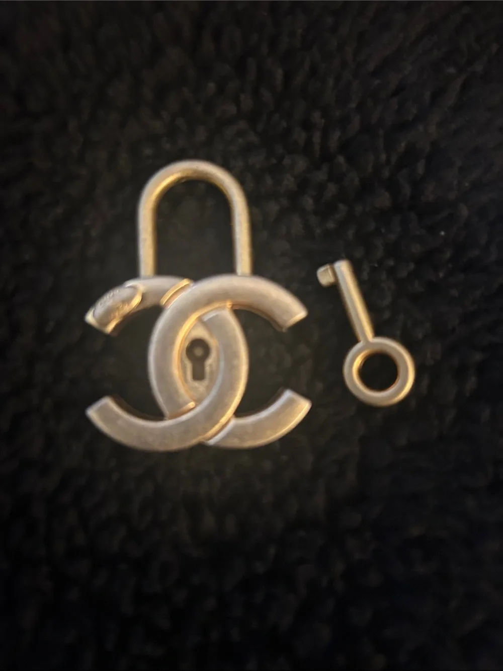 CHANEL Small Luxury Costume Interlocking CC Padlock With Mini Key Charm